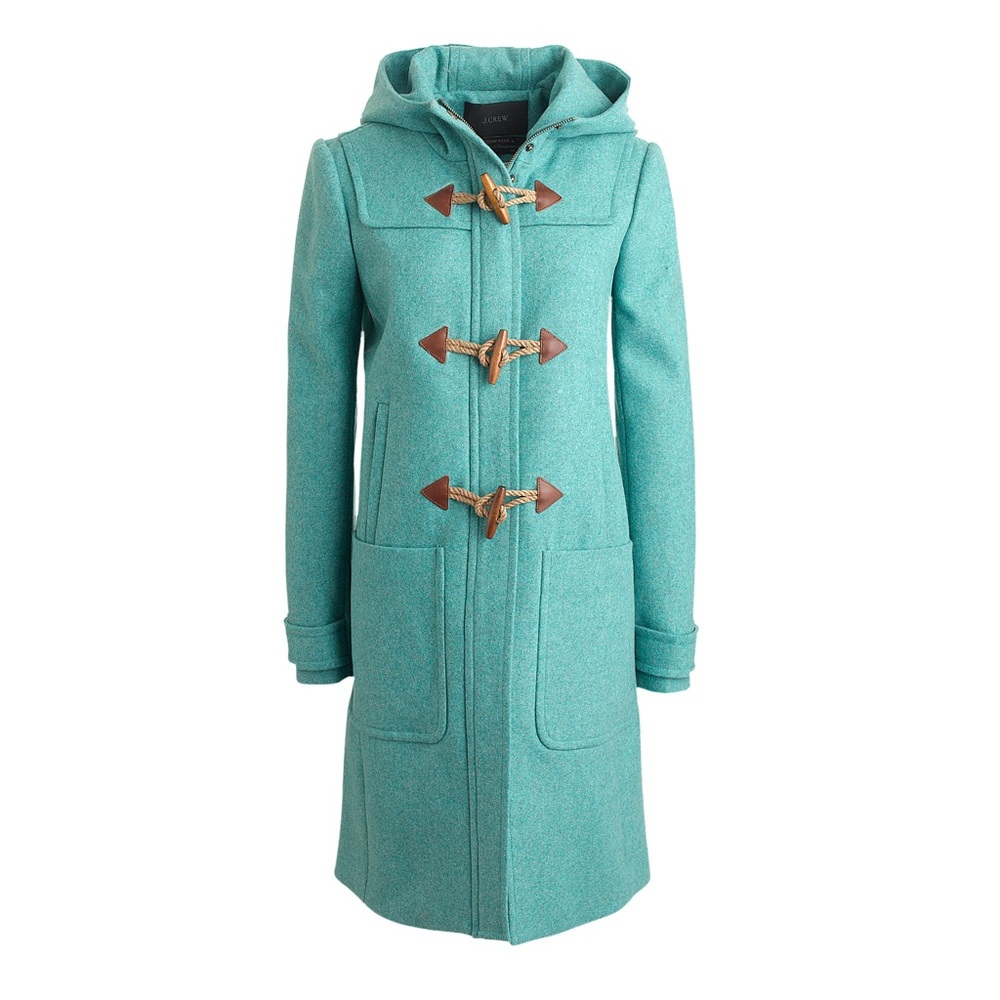 J. Crew Melton Wool Toggle Coat in Mint Blue